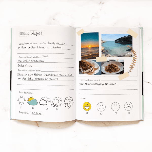 Reisetagebuch Ideen, Reisejournal selbst gestalten, Tagebuch Urlaub Inspiration, Reiseerinnerungen festhalten