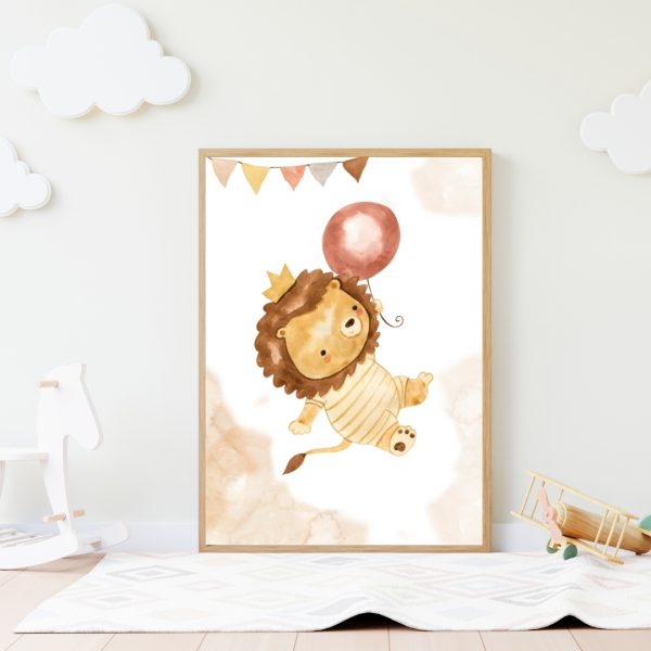 Kinderbild Kinderposter "Baby Löwe", A4, Kinderzimmer, Kinderbilder Tiere, Babyzimmer, Wanddekoration, Baby Geschenk