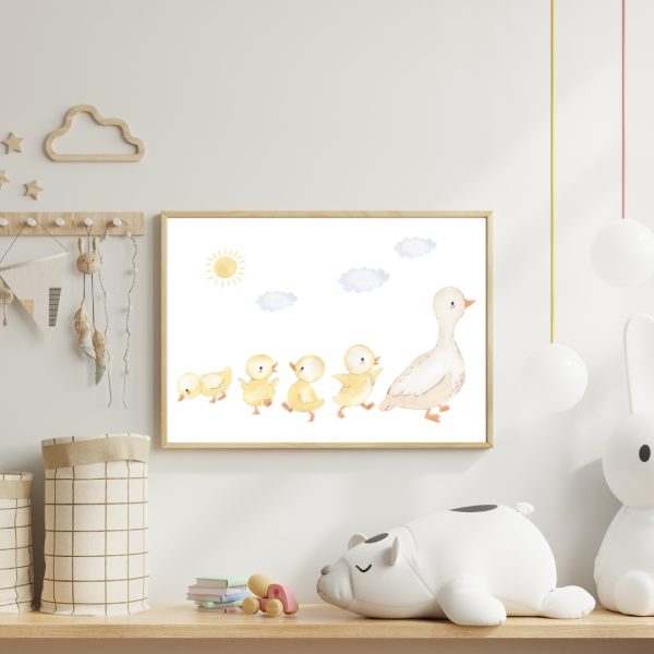 Kinderbild Kinderposter "Entenparade", A4 Poster Kinderzimmer Deko, Kinderbilder, Dekoration Babyzimmer Wanddekoration, Baby Geschenk