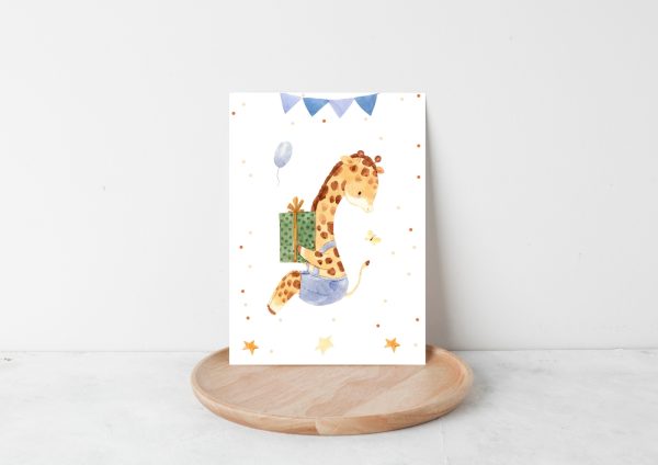 Kindergeburtstag Einladung, Glückwunschkarte Giraffe, Geburtstagskarte Kind, DIN A6