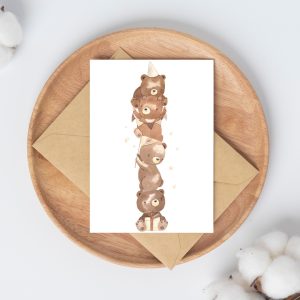 Karte Kindergeburtstag Einladung, Glückwunschkarte "Bären", Geburtstagskarte Kind, Glückwünsche Kind DIN A6