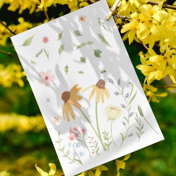 Karte Blumengrüße Wildblumen, Grußkarte Glückwunschkarte Geburtstag Geschenkidee Dankeskarte Geburtstagskarte, DIN A6