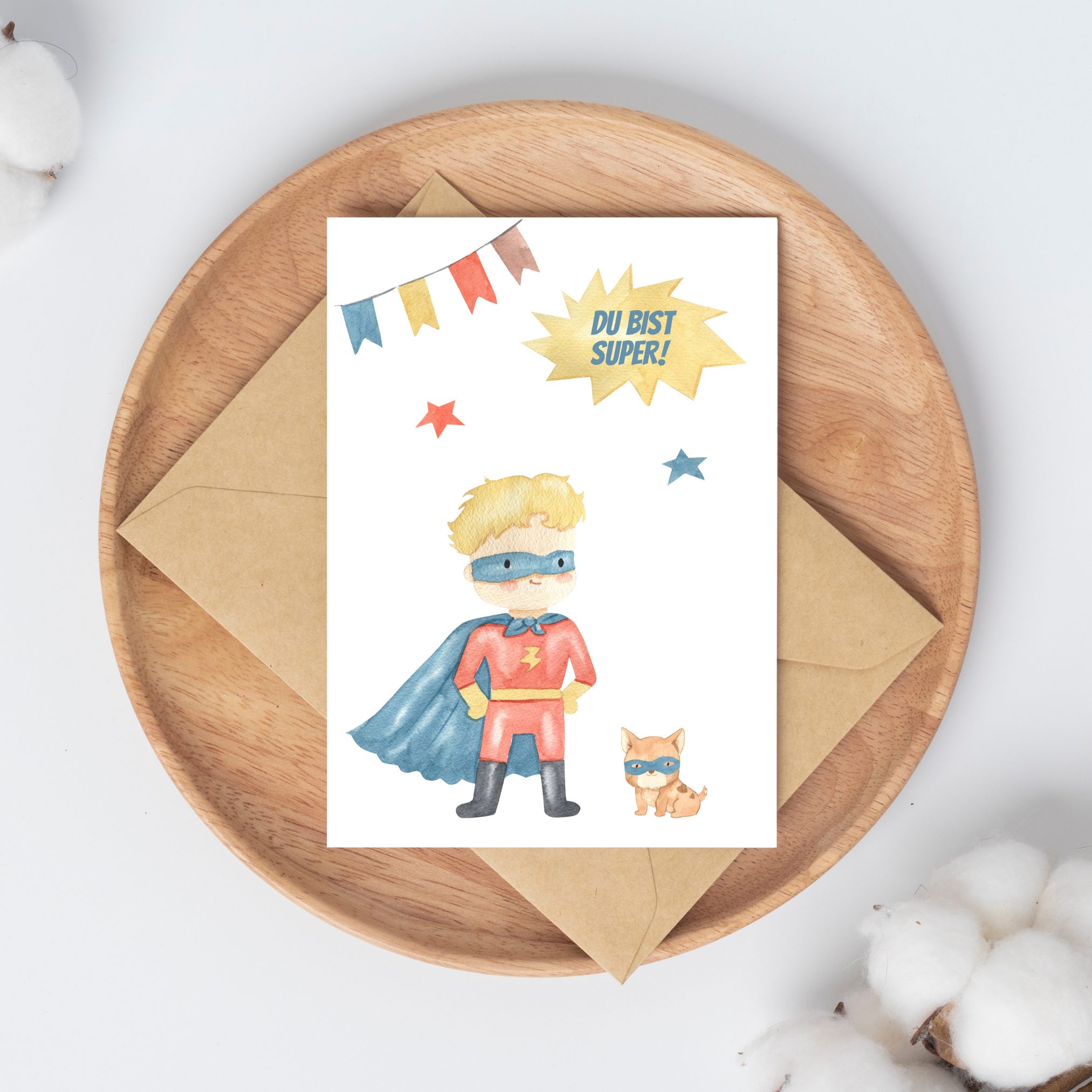Karte " Du bist super", Superheld, Superboy Glückwunschkarte, Grußkarte, Geburtstagskarte Jungen, DIN A6