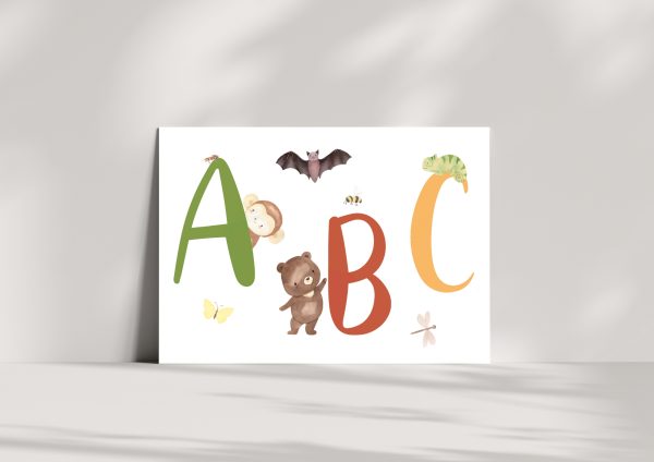 ABC Karte A6, Glückwünsche zur Einschulung, Karte zur Schulanfang, Geschenke zur Einschulung, Karte Buchstaben Tiere, Schultüte Karte