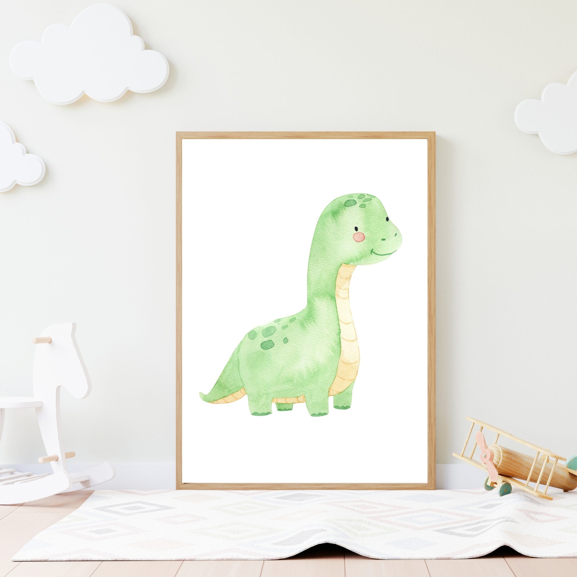 Kinderbild Kinderposter "Dinosaurier", A4 & A3 Poster Dino, Kinderzimmer, Kinderbilder, Bild Babyzimmer, Brachiosaurus, Poster Baby Geschenk